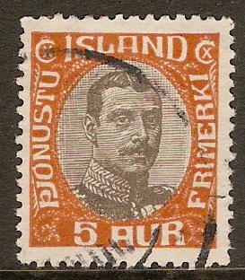 Iceland 1920 5a Brown-orange - Official Stamp. SGO134.