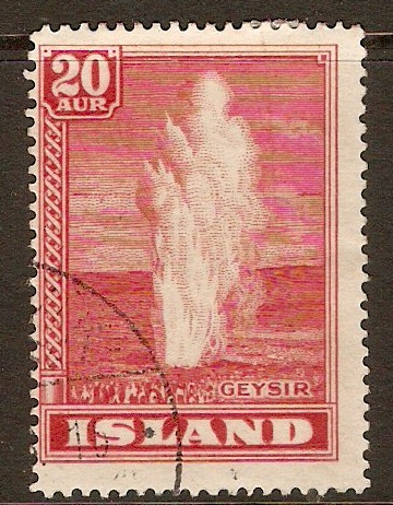 Iceland 1938 20a Scarlet - Geyser series. SG227. - Click Image to Close
