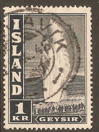 Iceland 1938 1k Indigo - Geyser series. SG233. - Click Image to Close