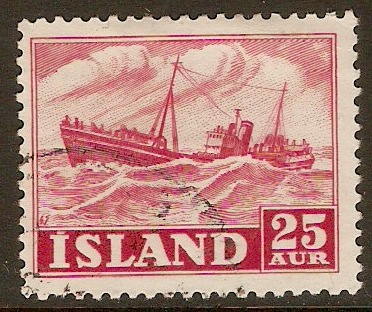 Iceland 1950 25a Carmine. SG299.