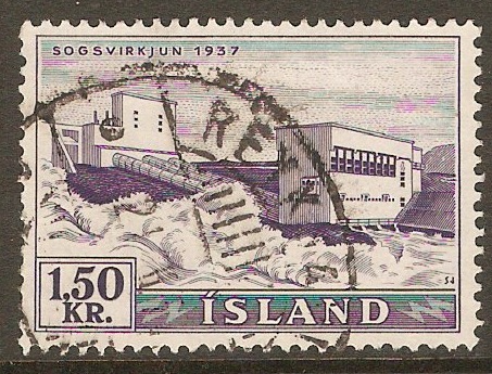 Iceland 1956 1k.50 Deep violet. SG338.