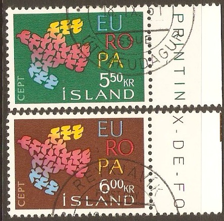 Iceland 1961 Europa Stamps Set. SG386-SG387.