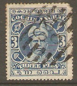 Cochin 1911 3p Blue. SG27.