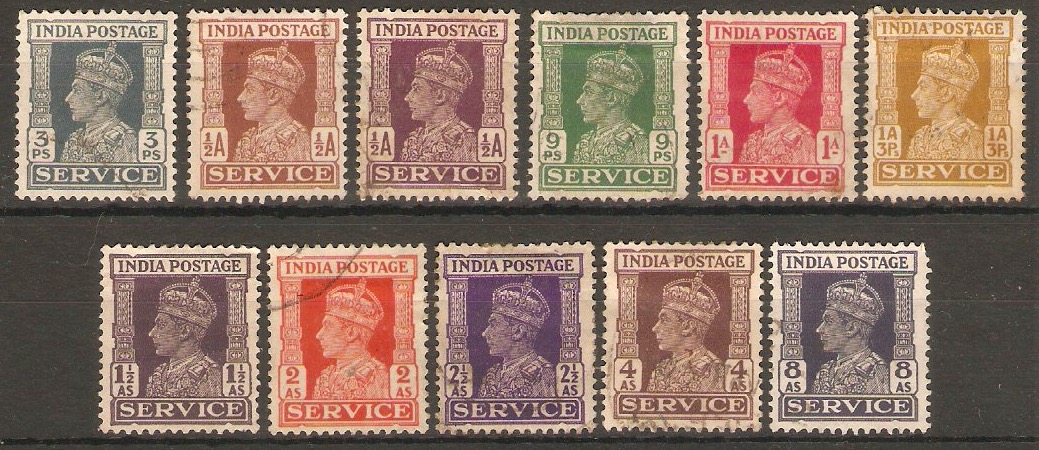 India 1939 Official stamps set. SGO143-SGO150.