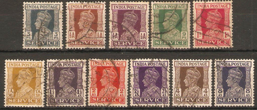 India 1939 Official stamps set. SGO143-SGO150.