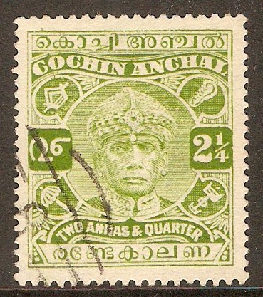 Cochin 1933 2a Yellow-green. SG60.
