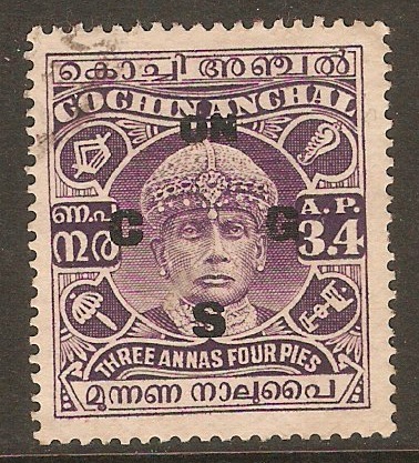 Cochin 1933 3a.4p Violet. SG62.