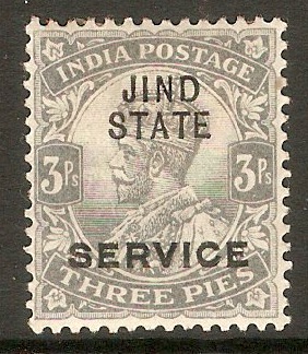 Jind 1914 3p Grey - Official stamp. SGO35.