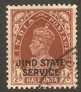 Jind 1937 a Red-brown - Official stamp. SGO66.