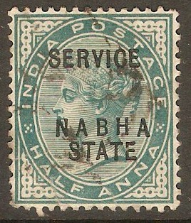 Nabha 1885 a Blue-green - Official Stamp. SGO6.