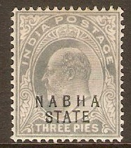 Nabha 1903 3p Pale grey. SG37.