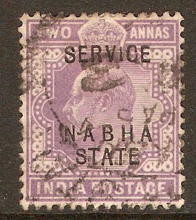 Nabha 1903 2a Pale violet - Official stamp. SGO28.
