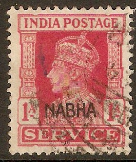 Nabha 1940 1a Carmine - Official Stamp. SGO59.