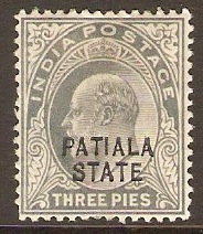 Patiala 1903 3p Slate-grey. SG36.