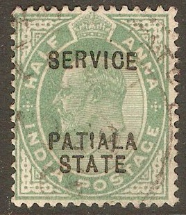 Patiala 1903 a Green - Official stamp. SGO24.
