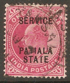 Patiala 1903 1a Carmine - Official stamp. SGO25.