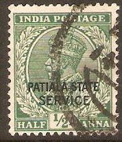 Patiala 1935 a Green - Official stamp. SGO58.