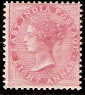 India 1868 8a Pale rose (Die II). SG74.