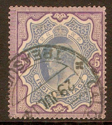 India 1902 5r Ultramarine and violet. SG142.