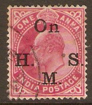 India 1902 1a Carmine - Official stamp. SGO57.