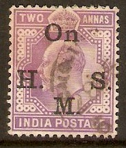 India 1902 2a Violet - Official stamp. SGO58.