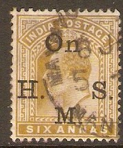 India 1902 6a Olive-bistre - Official stamp. SGO62.