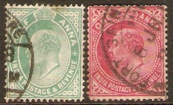 India 1906 King Edward VII definitives set. SG149-SG150.