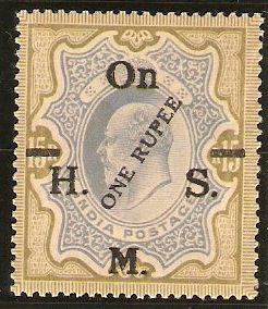 India 1925 1r on 15r Blue and olive. SGO99.