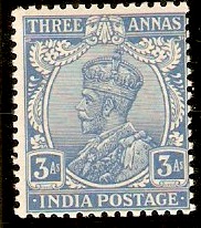 India 1926 3a Blue. SG209.