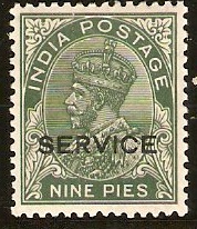 India 1932 9p Deep green. SGO127.