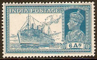 India 1937 6a Turquoise-green. SG256.