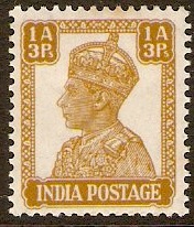 India 1940 1a.3p Yellow-brown. SG269.