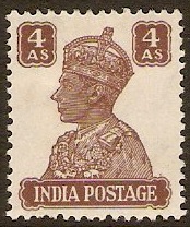 India 1940 4a Brown. SG273.