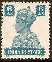 India 1940 6a Turquoise-green. SG274.