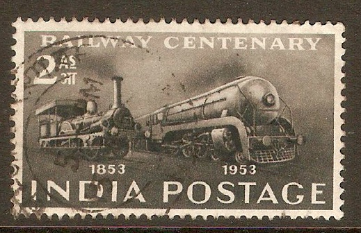 India 1953 Railway Centenary Stamp. SG343.