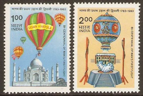 India 1983 Manned Flight Anniv. Stamps Set. SG1104-SG1105.