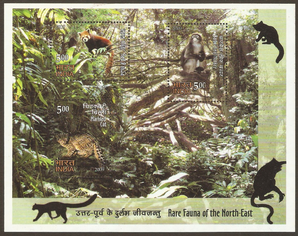 India 2009 Rare Fauna Stamps Sheet. SGMS2629.