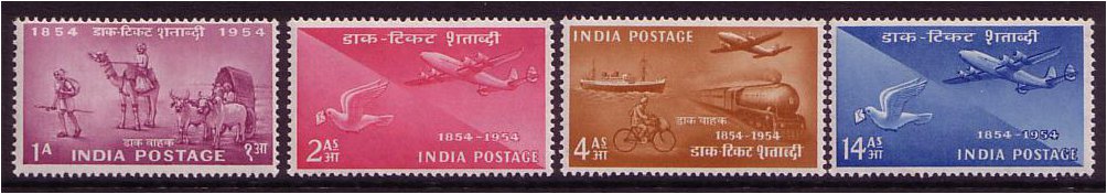 India 1954 Stamp Centenary Set. SG348-SG351.