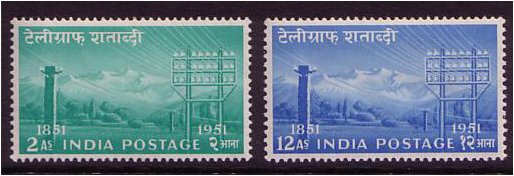 India 1953 Telegraph Set. SG346-SG347.
