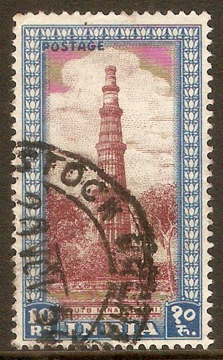 India 1949 10r Purple-brown and blue. SG323a.