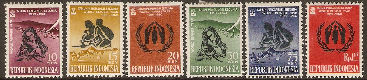 Indonesia 1960 World Refugee Year Set. SG824-SG829.