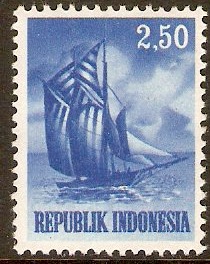 Indonesia 1964 2r.50 Blue Transport Series. SG1001.