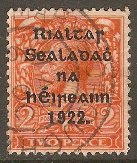 Ireland 1922 2d Orange -Die II. SG13.