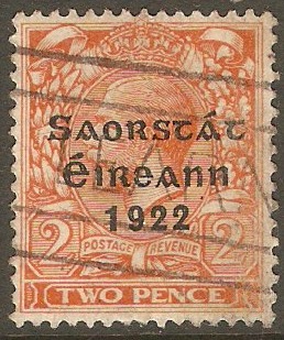 Ireland 1922 2d Orange - Die II. SG55.