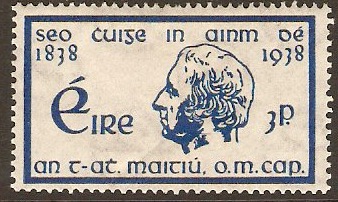 Ireland 1938 3d blue Temperance Stamp. SG108.