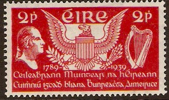 Ireland 1939 2d scarlet US Anniversary. SG109.