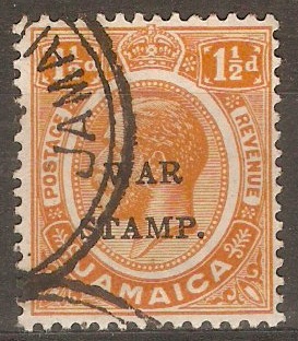 Jamaica 1916 1d Orange War Stamp. SG71.
