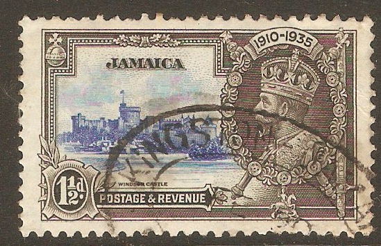 Jamaica 1935 1d Silver Jubilee Stamp. SG115.