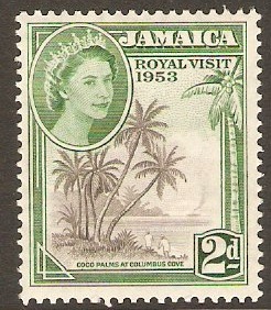 Jamaica 1953 2d Royal Visit Stamp. SG154.