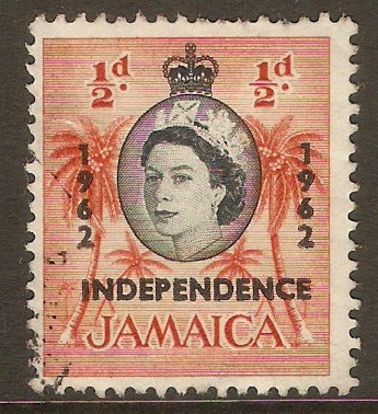 Jamaica 1956 d Black and deep orange-red. SG159.